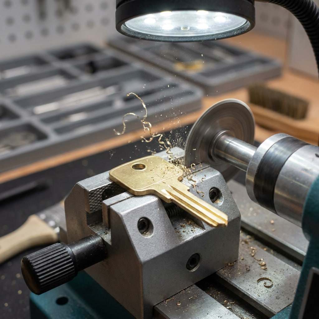 Key cutting on portable machine