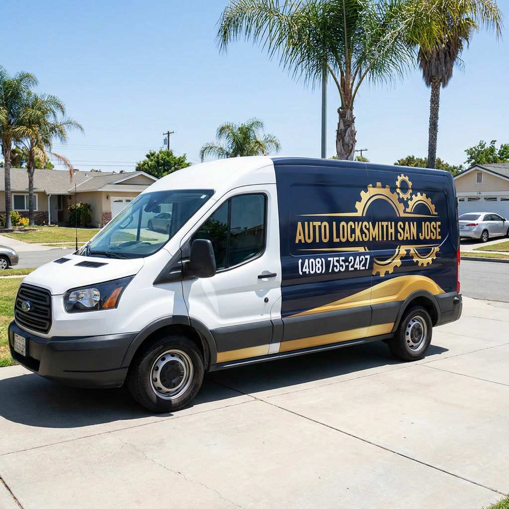 Auto Locksmith San Jose branded service van with (408) 755-2427 on side panel